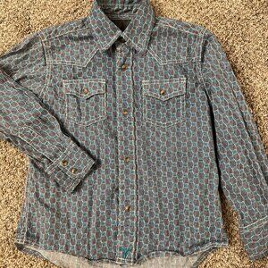 VINTAGE Wrangler 20x Competition Pearl Snap Boys Small S Western Cowboy Shirt